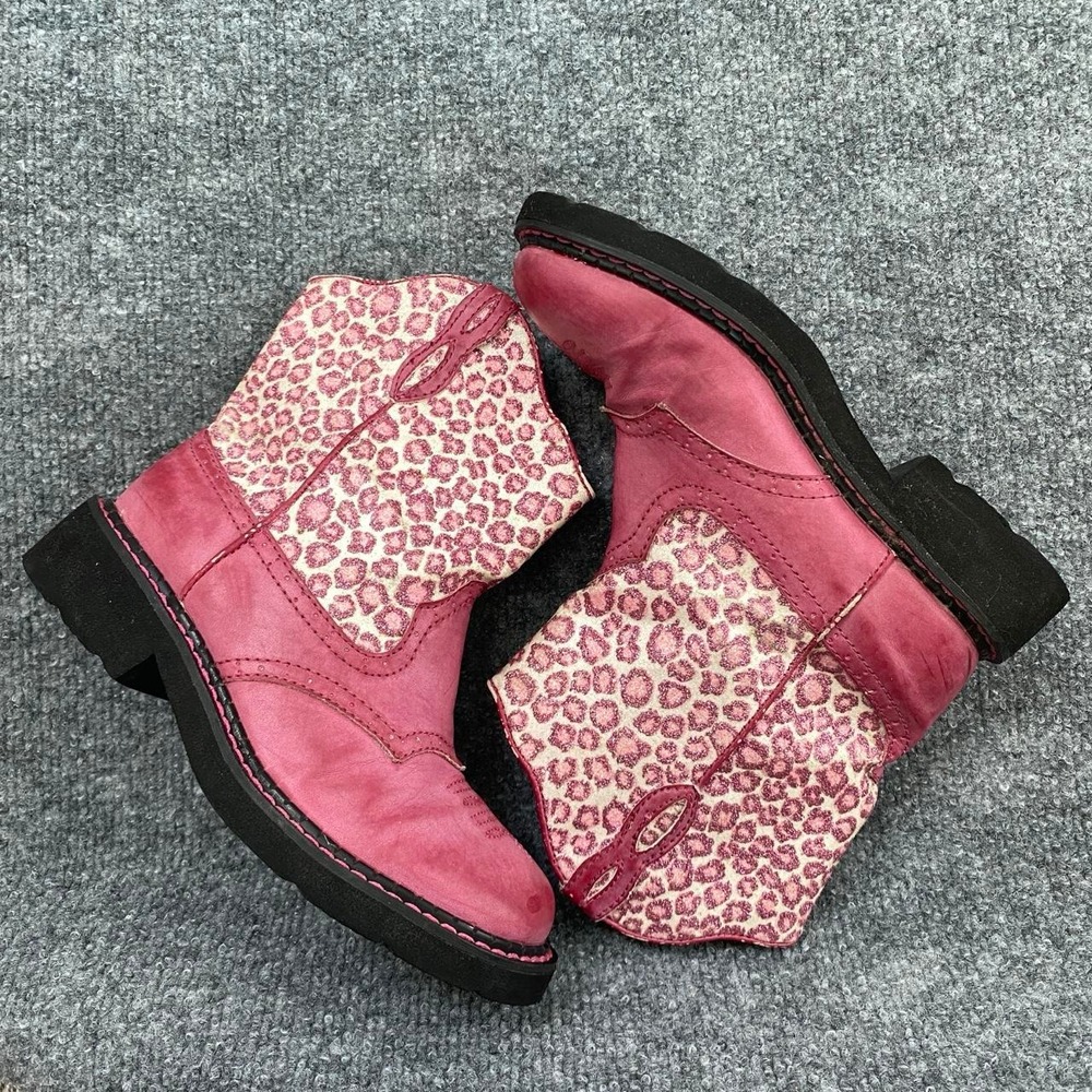 ROPER KIDS PINK LEOPARD ANIMAL PRINT GLITTER BOOTS WESTERN COUNTRY RODEO COWGIRL
